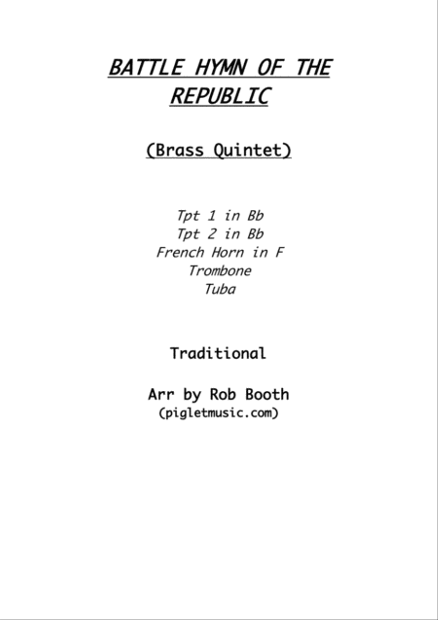 Battle Hymn Of The Republic Brass Quintet Brass Quintet scores gallery preview page 1