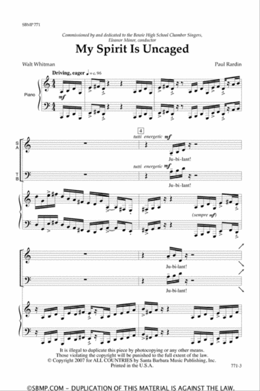 My Spirit Is Uncaged - SATB Octavo 4-Part scores gallery preview page 2