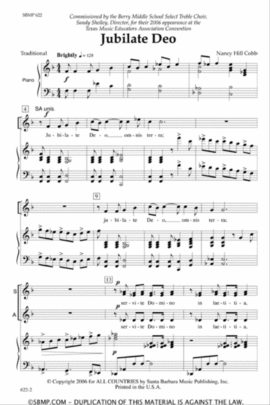 Jubilate Deo - SSA Octavo SSA scores gallery preview page 2