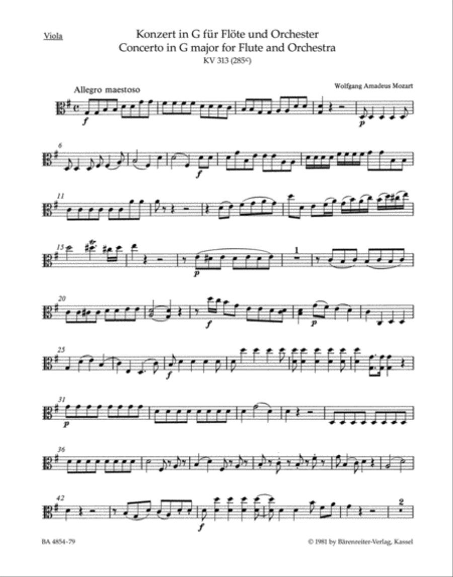 Concerto for Flute and Orchestra G major, KV 313 (285c) Flute scores gallery preview page 1
