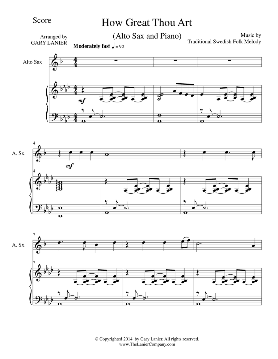 Gary Lanier: HYMNS of PRAISE and ADORATION (Duets for Alto Sax & Piano) Woodwind Duet scores gallery preview page 2