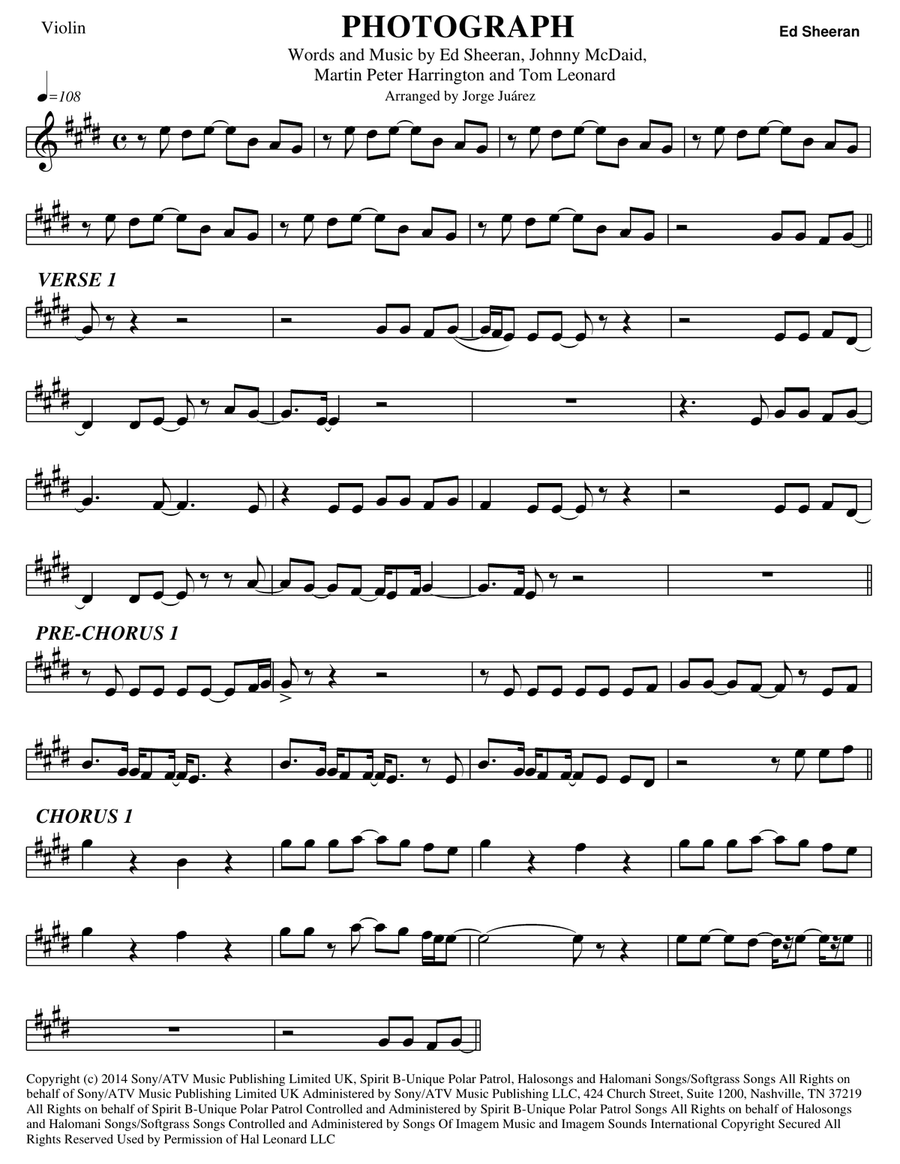 Photograph Violin Solo scores gallery preview page 1