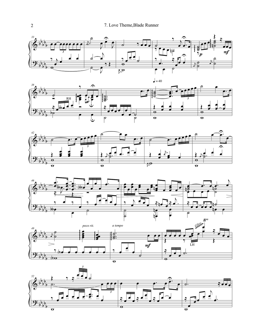 Love Theme (Blade Runner) Piano Solo scores gallery preview page 2