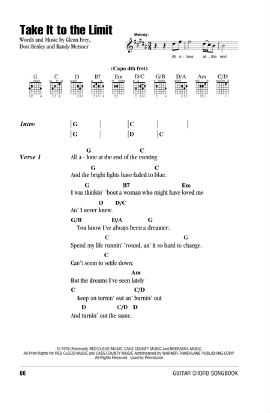 Take It To The Limit Take It To The Limit Acoustic Guitar scores gallery preview page 1