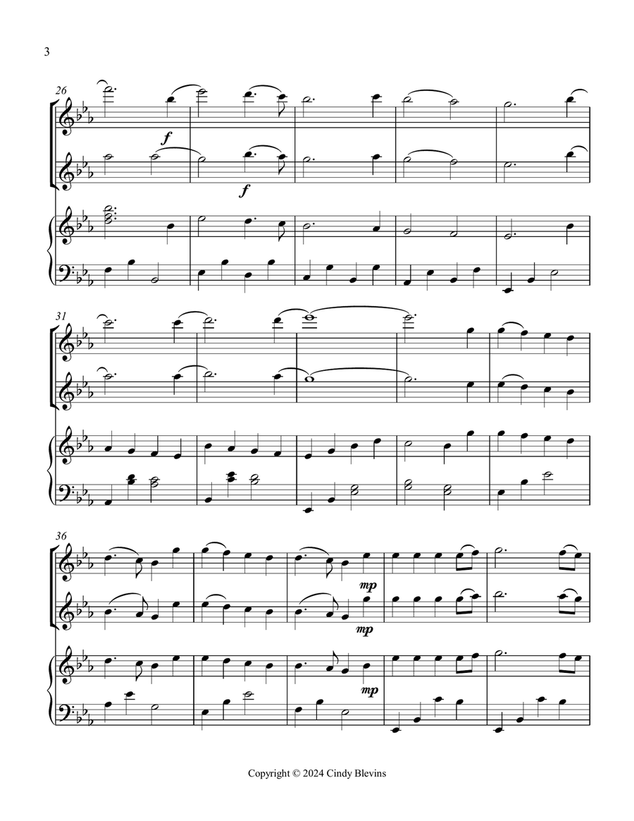 Joy To the World, for Flute, Oboe and Piano Woodwind Duet scores gallery preview page 4