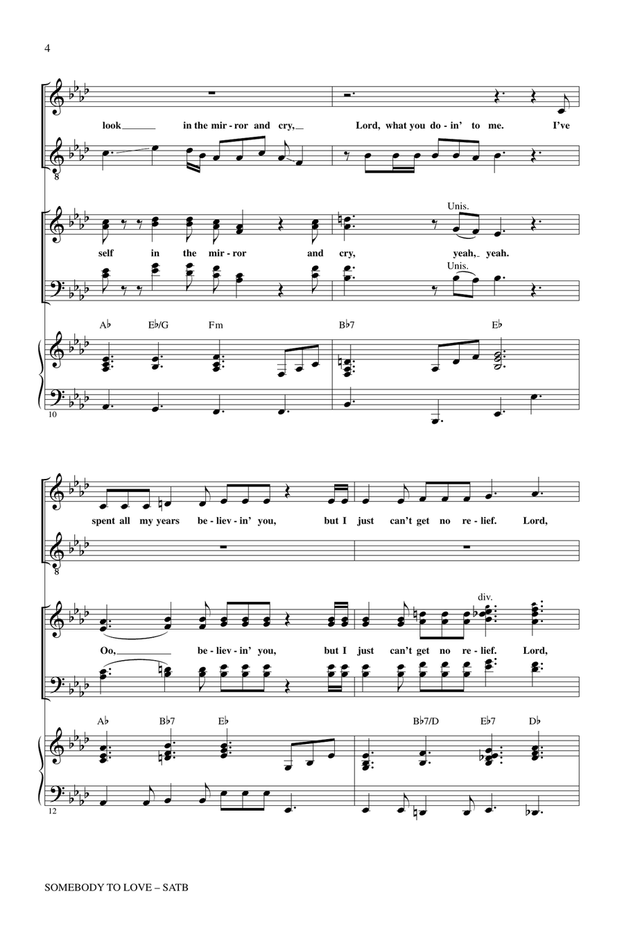 Somebody To Love (arr. Roger Emerson) 4-Part scores gallery preview page 3