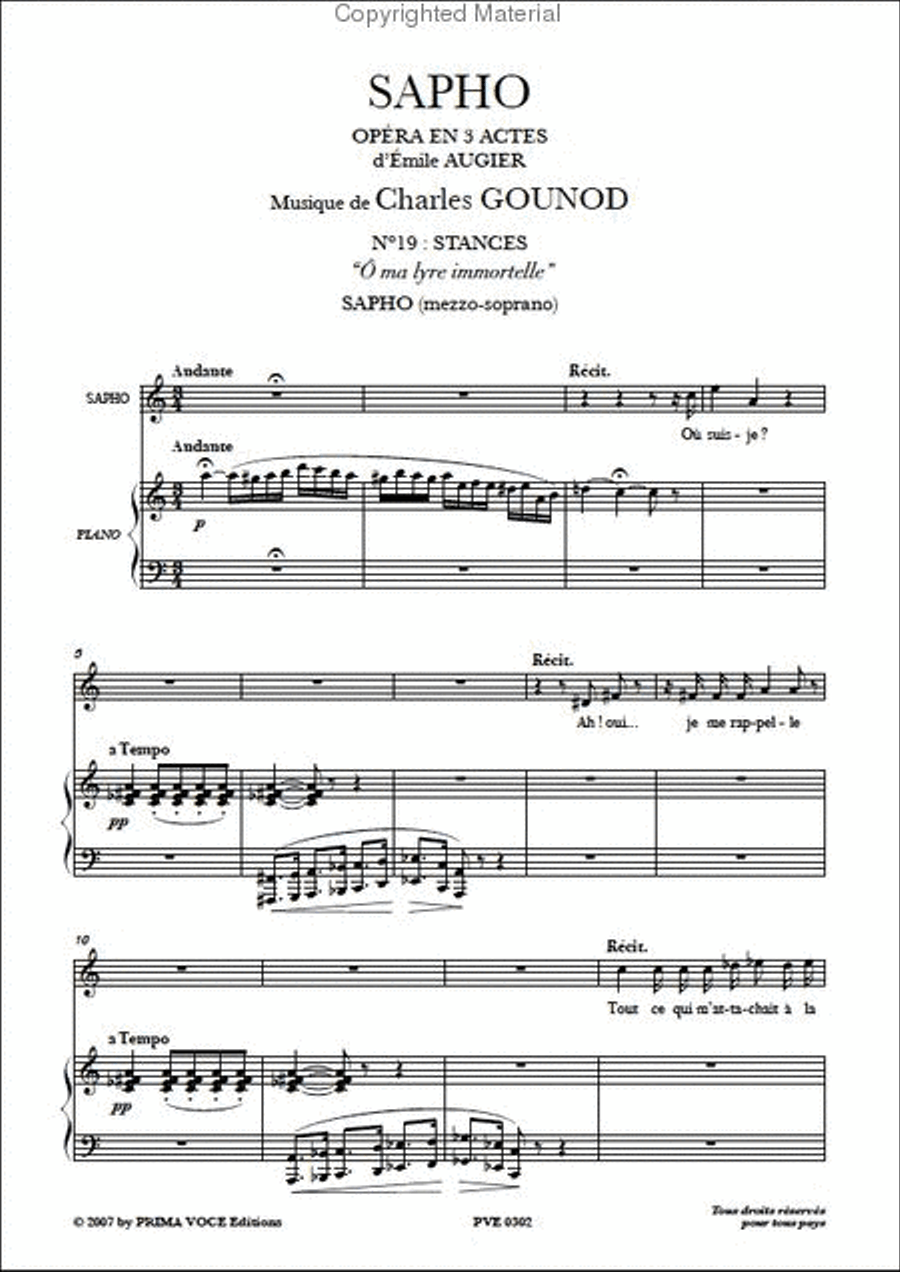 O ma lyre immortelle from Sapho Mezzo-Soprano Voice scores gallery preview page 2