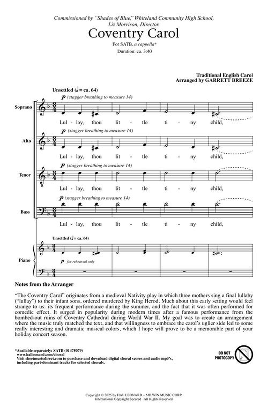 Coventry Carol 4-Part scores gallery preview page 3