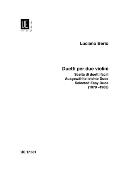 Luciano Berio : Easy Duets, Selected, 2 Violins