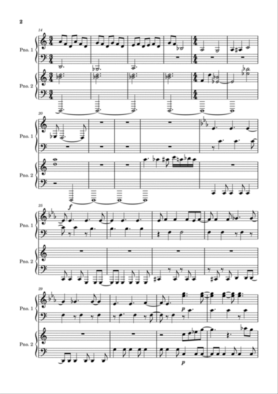 Bridge of Reflections - Movement 2 Andante 2 Pianos, 4-Hands scores gallery preview page 2
