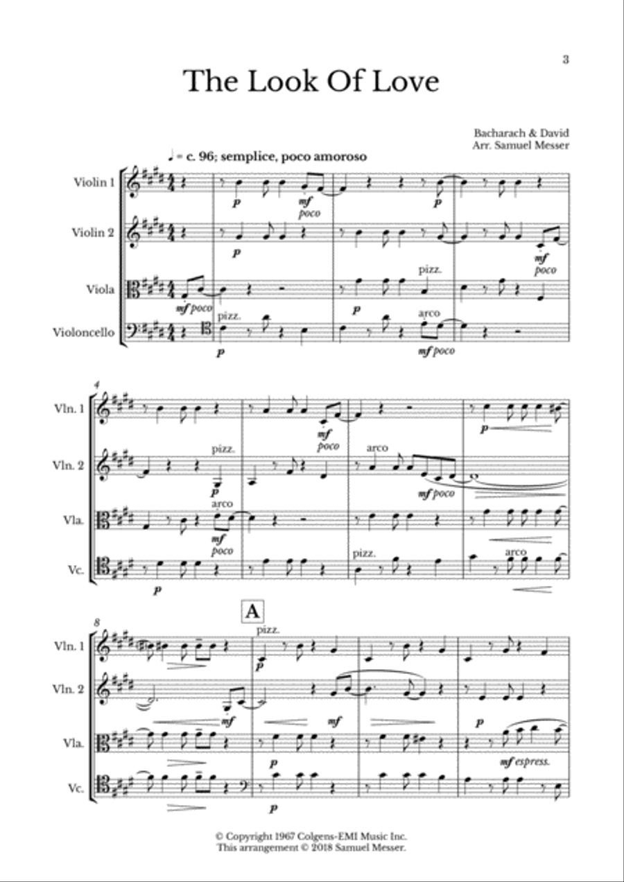 The Look of Love (String Quartet) String Quartet scores gallery preview page 3