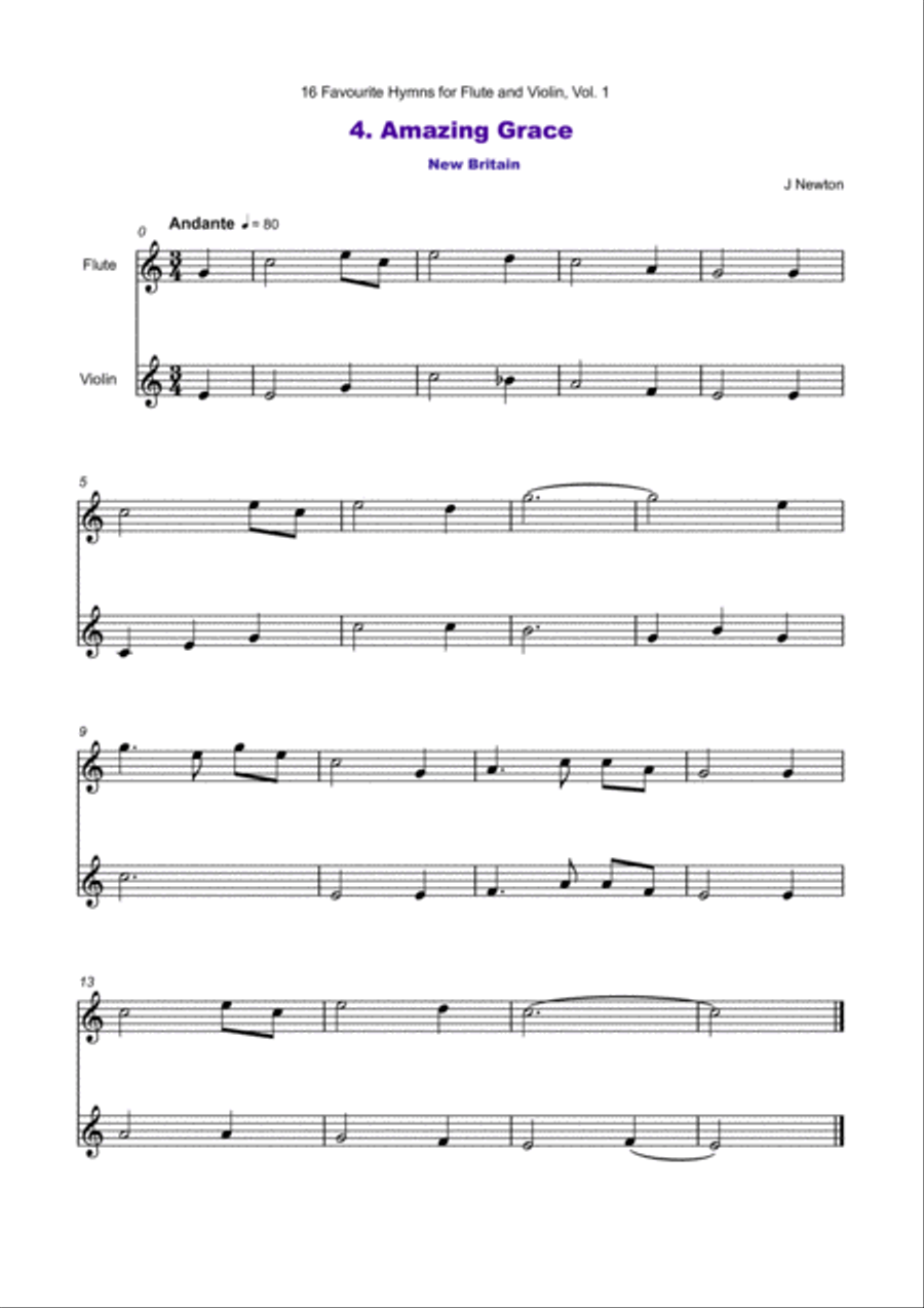 16 Favourite Hymns Vol.1 for Flute and Violin Duet Flute scores gallery preview page 5