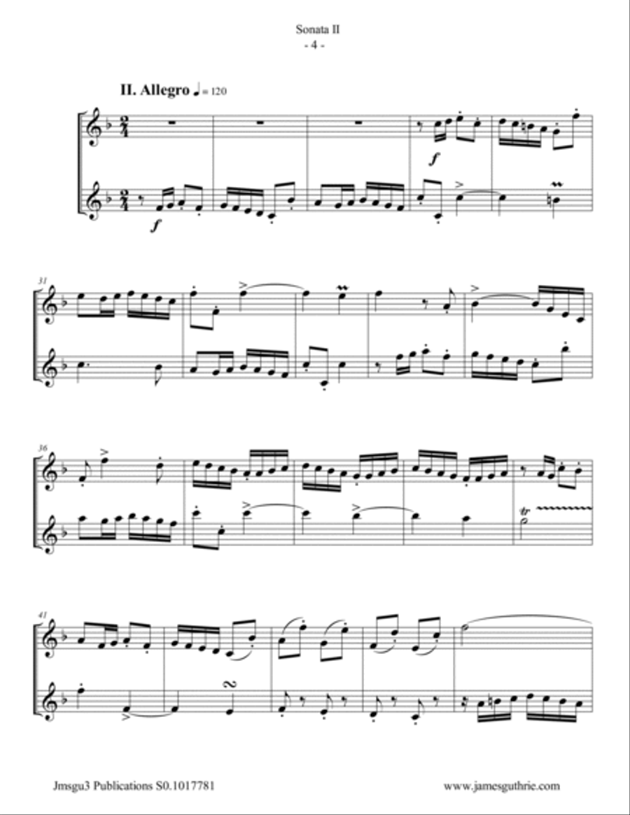 Handel: Sonata No. 2 for Alto Flute Duo Flute Duet scores gallery preview page 4