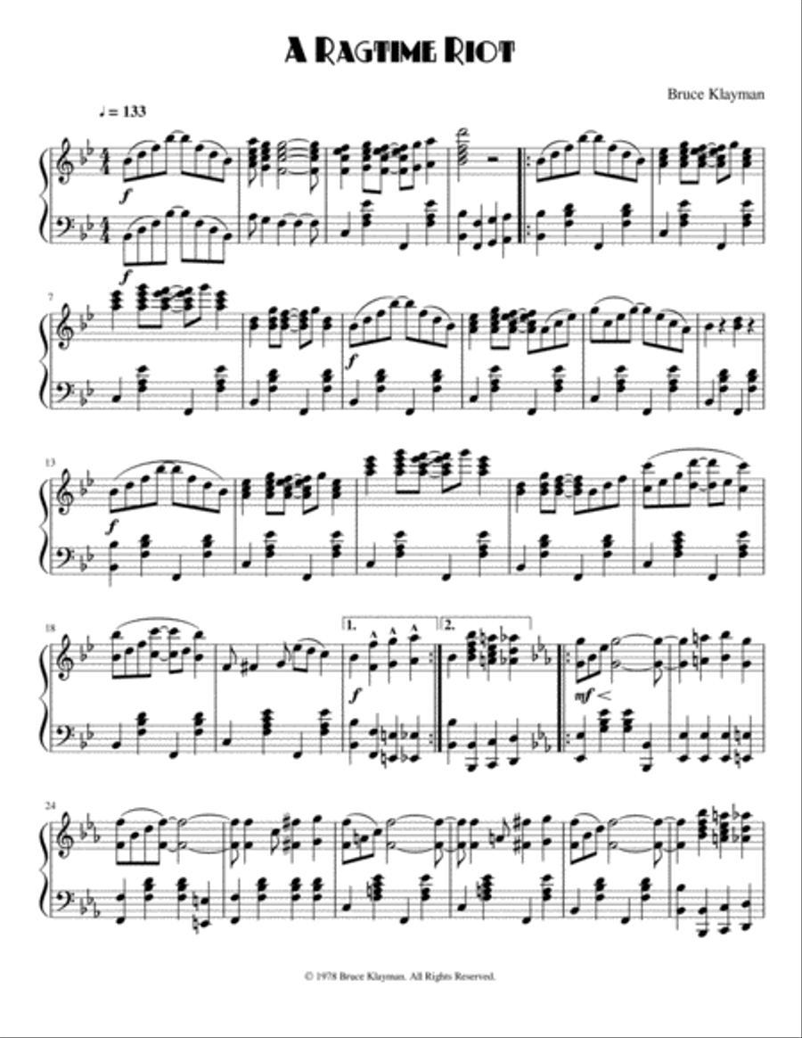 A Ragtime Riot A Ragtime Riot Piano Solo scores gallery preview page 1