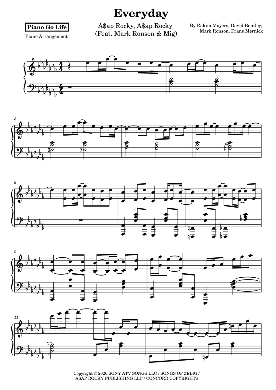 Everyday Piano Solo scores gallery preview page 1