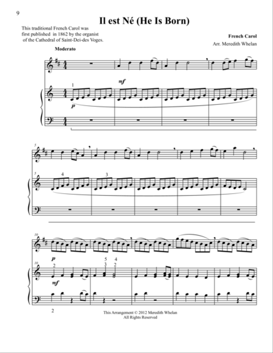 Christmas Duets for Clarinet & Piano: Il Est Ne (He Is Born) Woodwind Duet scores gallery preview page 1