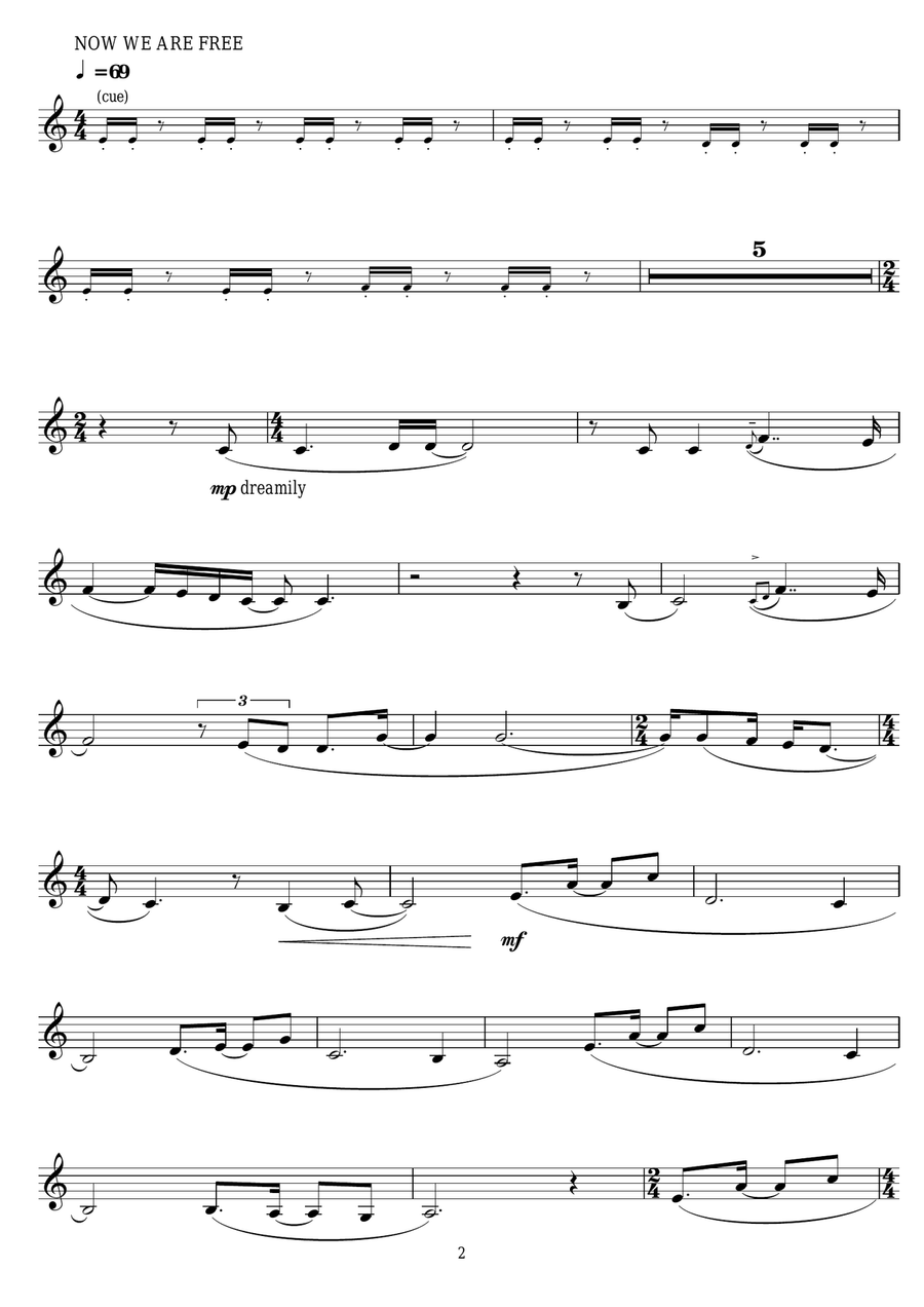 Honor Him/Now We Are Free (from Gladiator) Clarinet Solo scores gallery preview page 2