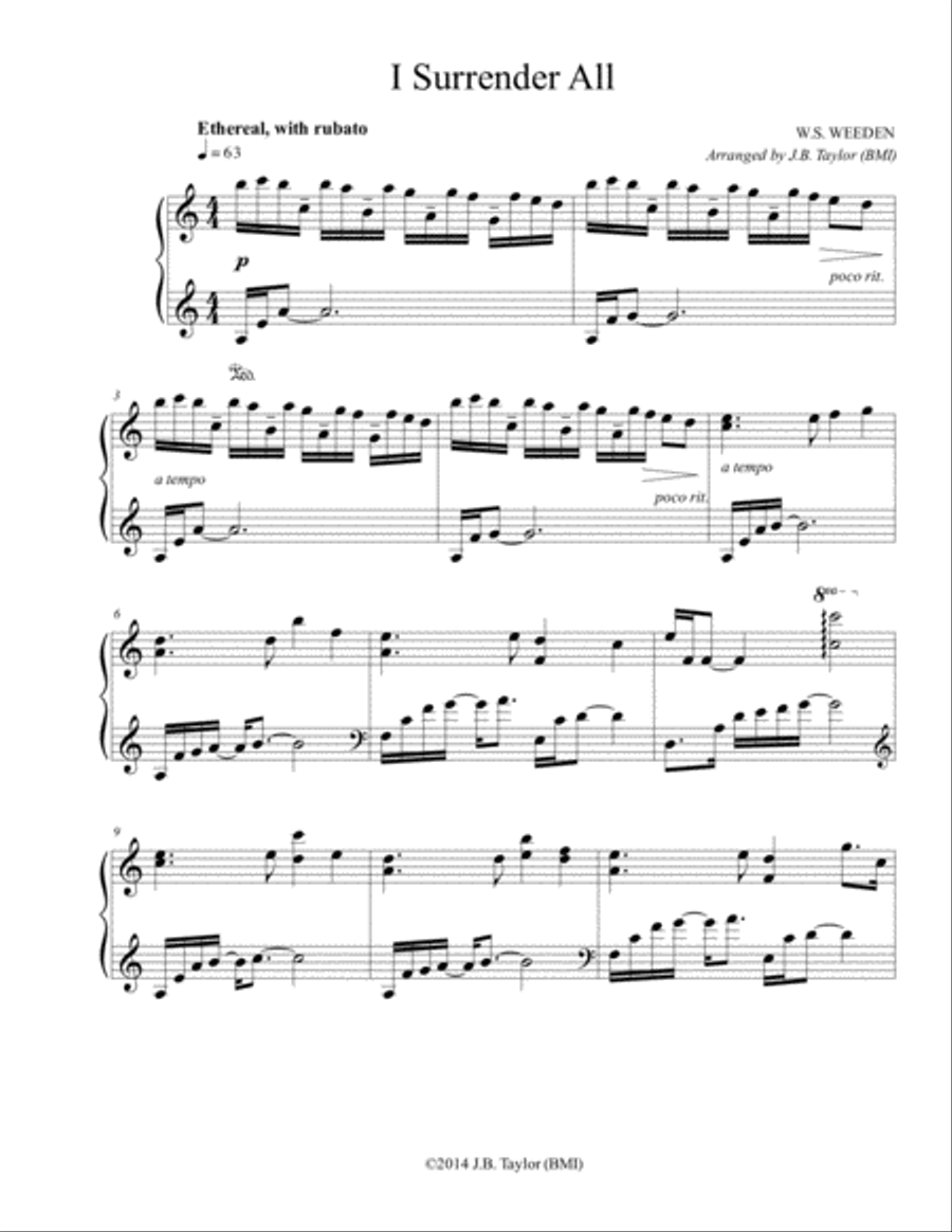 I Surrender All Piano Solo scores gallery preview page 1