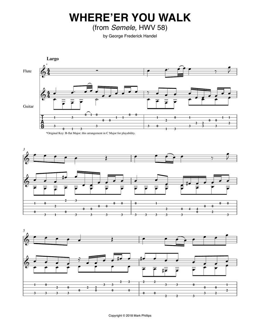 Where’er You Walk (from Semele, HWV 58) Flute scores gallery preview page 1