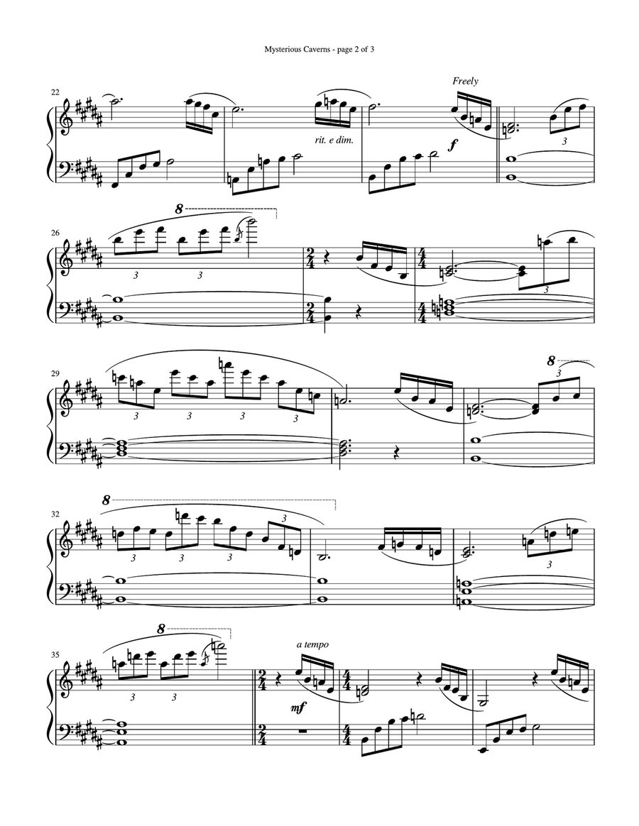 Mysterious Caverns Piano Solo scores gallery preview page 2