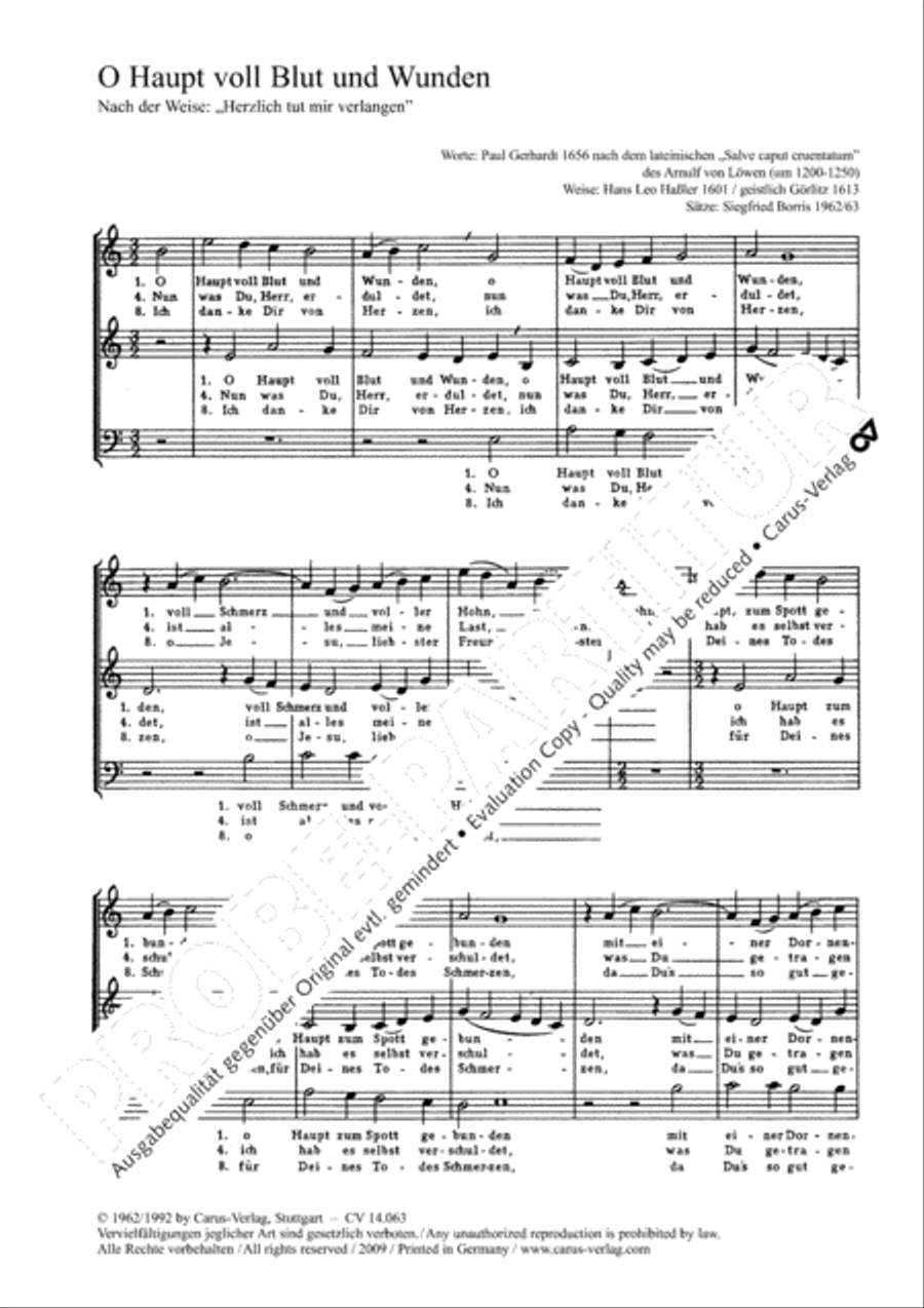 O sacred head, sore wounded (O Haupt voll Blut und Wunden) SA scores gallery preview page 5