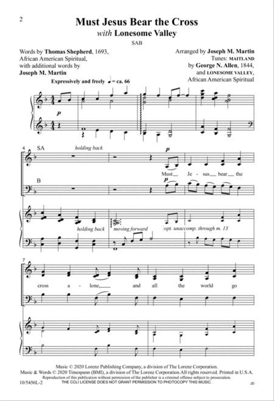 Must Jesus Bear the Cross 3-Part scores gallery preview page 2