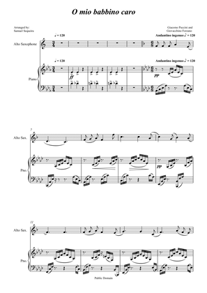 O mio babbino caro - for Alto Saxophone and Piano accompaniment - orchestral play along