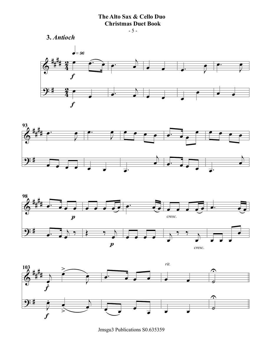 The Alto Sax & Cello Christmas Duet Book Alto Saxophone scores gallery preview page 6
