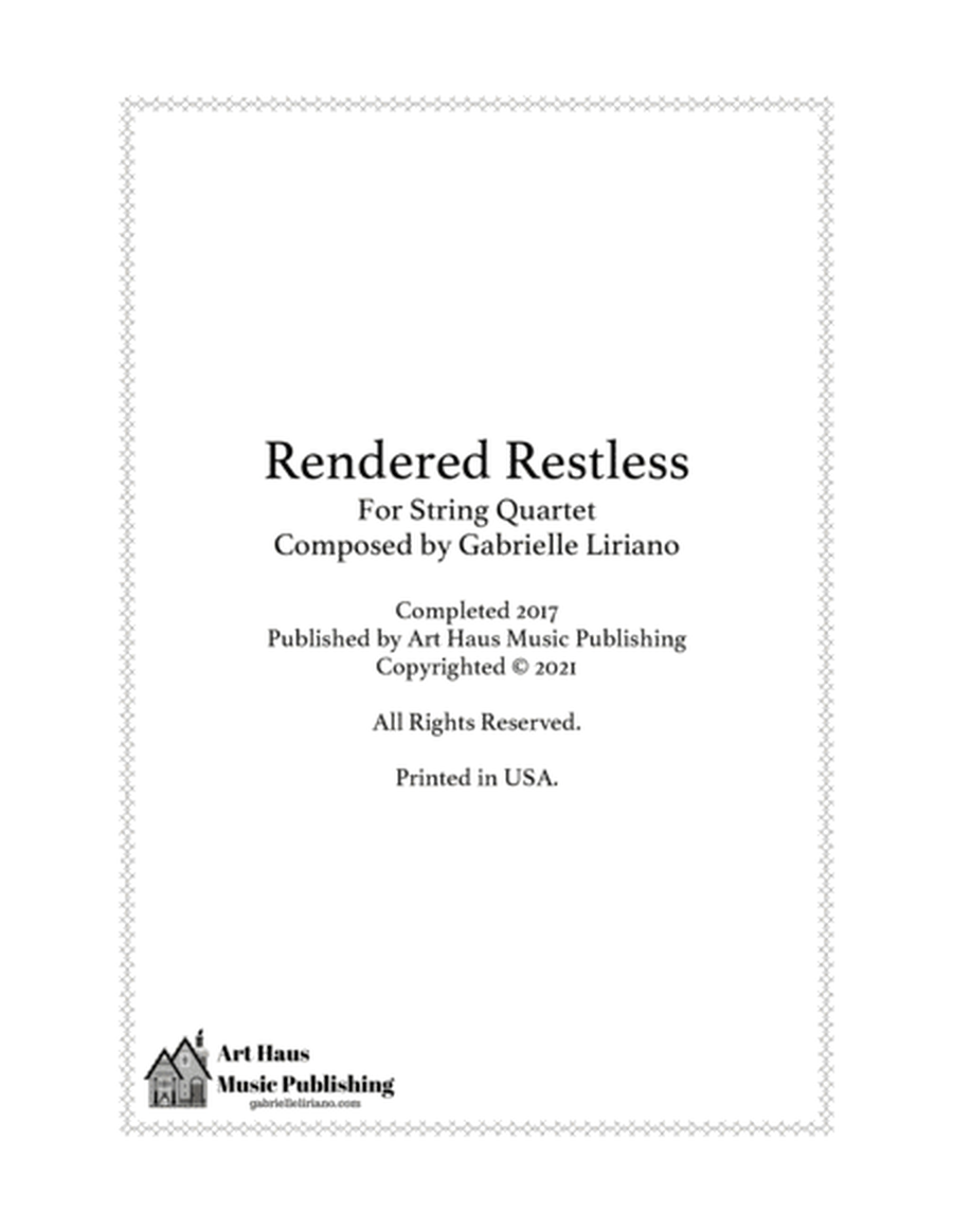 Rendered Restless for String Quartet image number null