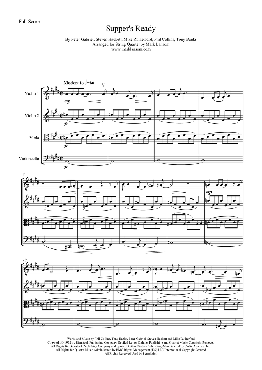 Supper's Ready String Quartet scores gallery preview page 1