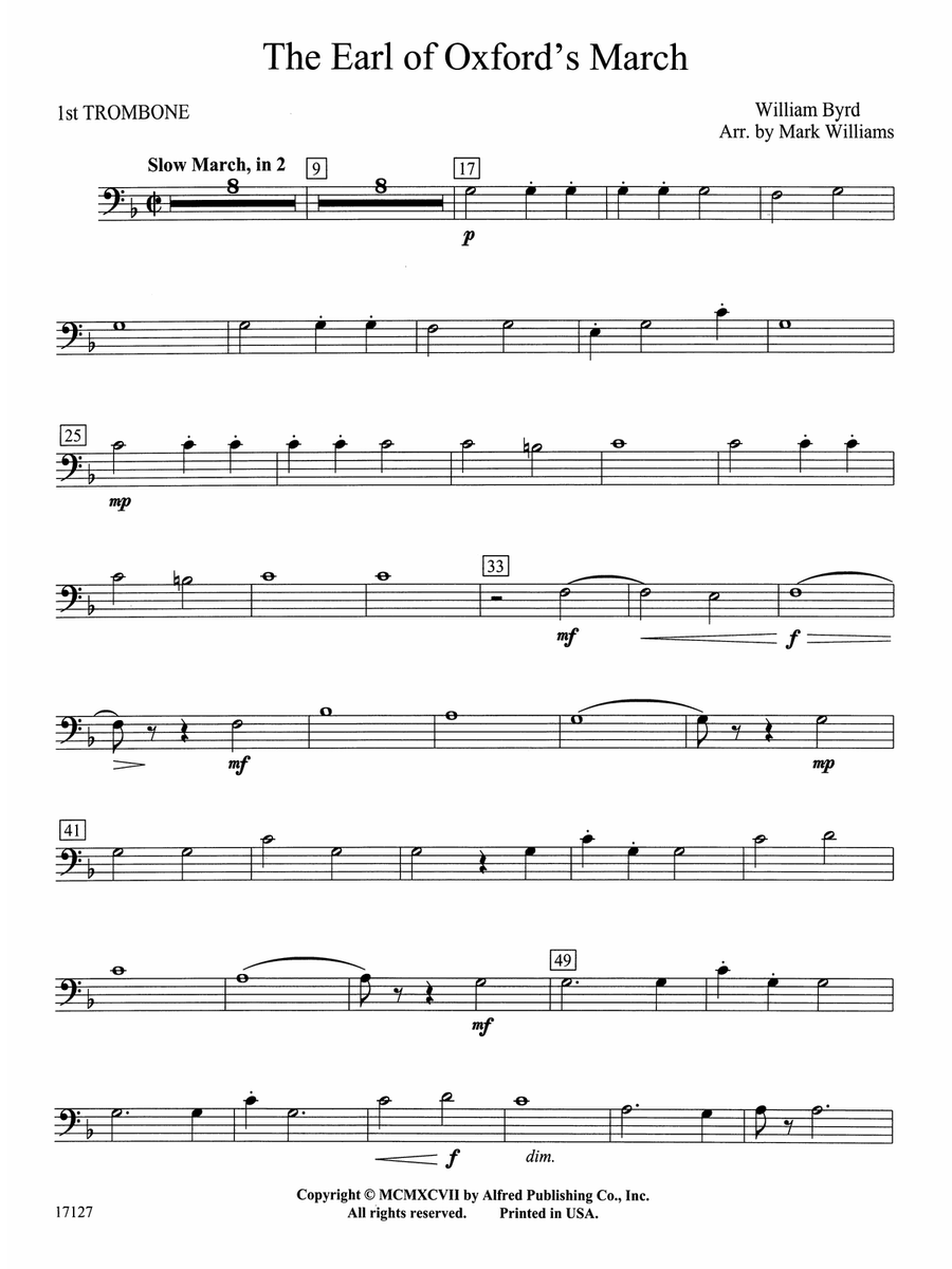 Earl of Oxford's March: 1st Trombone