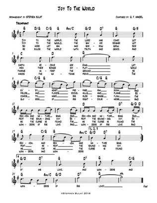 Joy To The World - Lead sheet (melody, lyrics & chords) in key of G