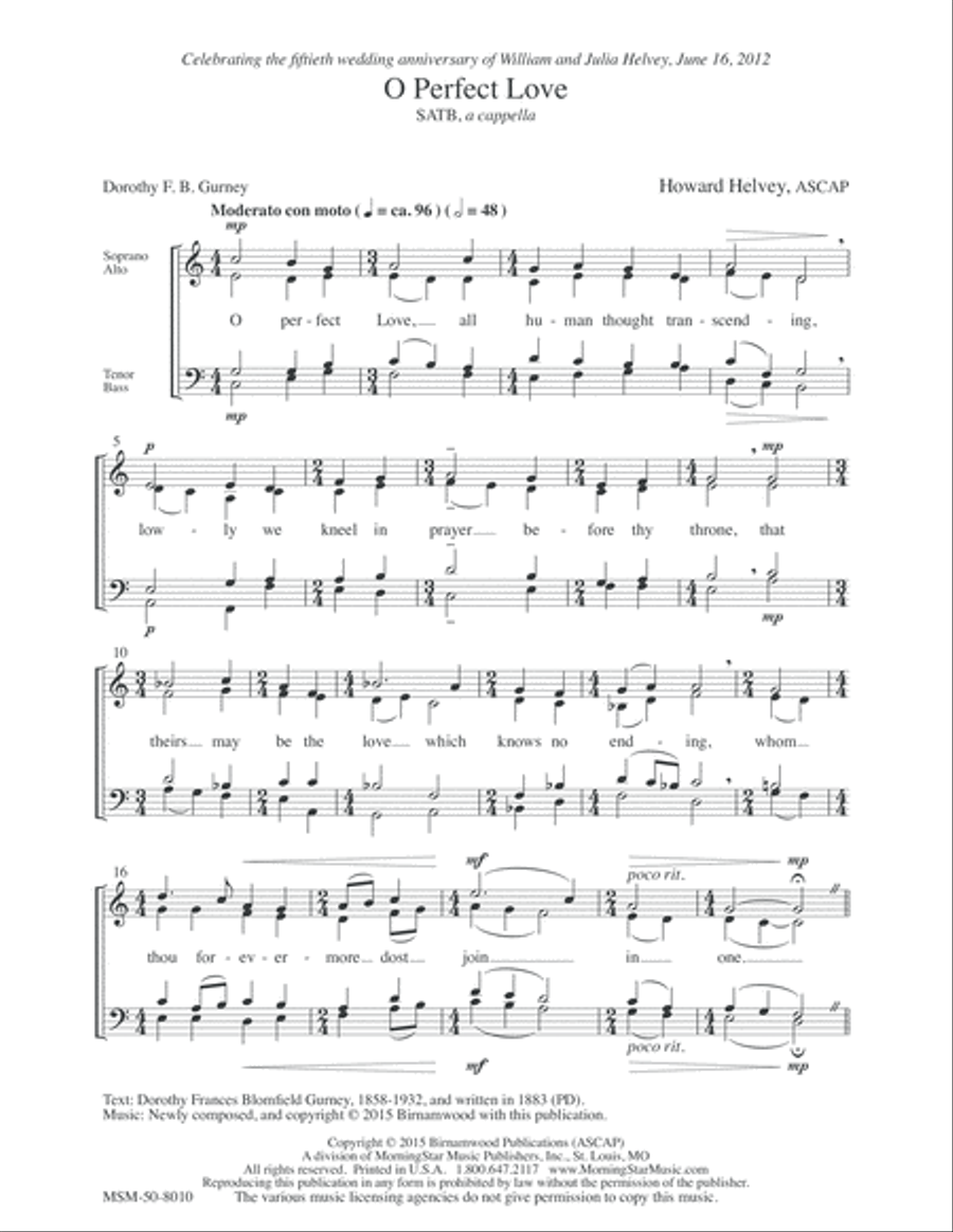 O Perfect Love 4-Part scores gallery preview page 2