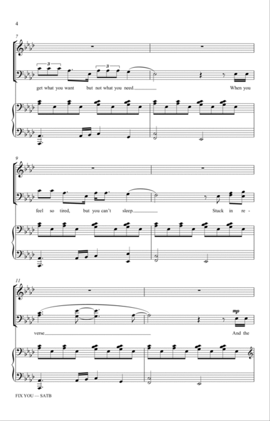 Fix You (arr. George Chung) 4-Part scores gallery preview page 2