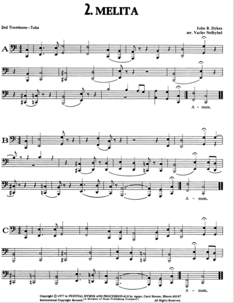 Festival Hymns and Processionals (Bk 4) 2nd Trombone Tuba scores gallery preview page 3