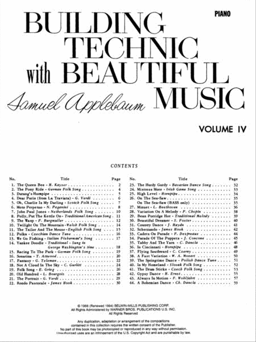 Building Technic With Beautiful Music, Book 4