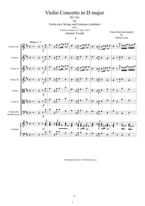 Violin Concerto No.9 Op.3 in D major RV 230 for Violin solo, Strings and Continuo