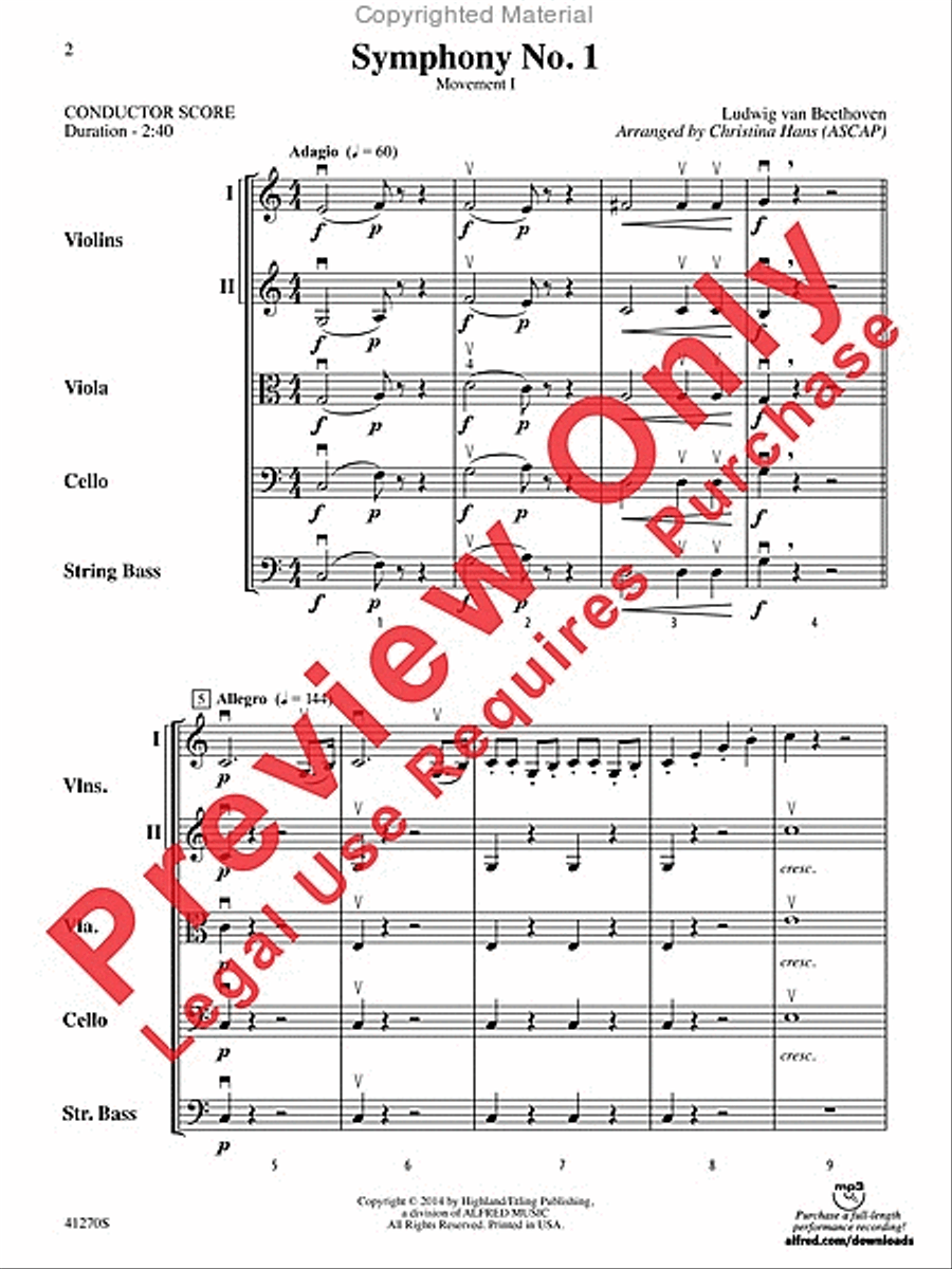 Symphony No. 1 String Orchestra scores gallery preview page 2
