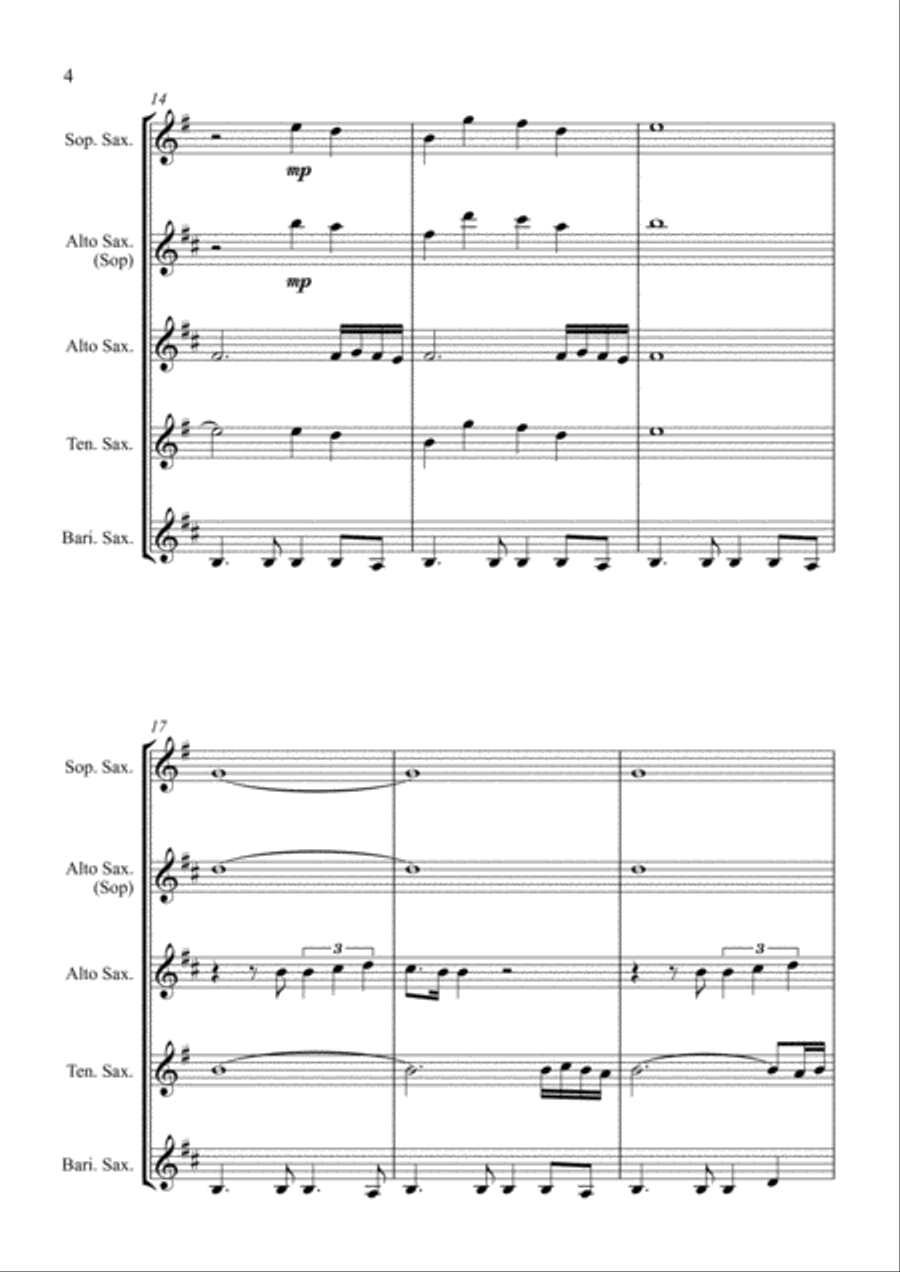 Final Countdown Saxophone Quartet scores gallery preview page 4