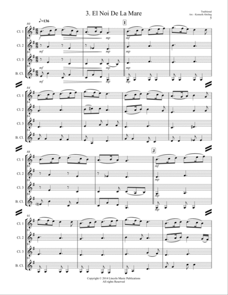 20 Traditional Christmas Carols Volume II (for Clarinet Quartet) Clarinet Quartet scores gallery preview page 6