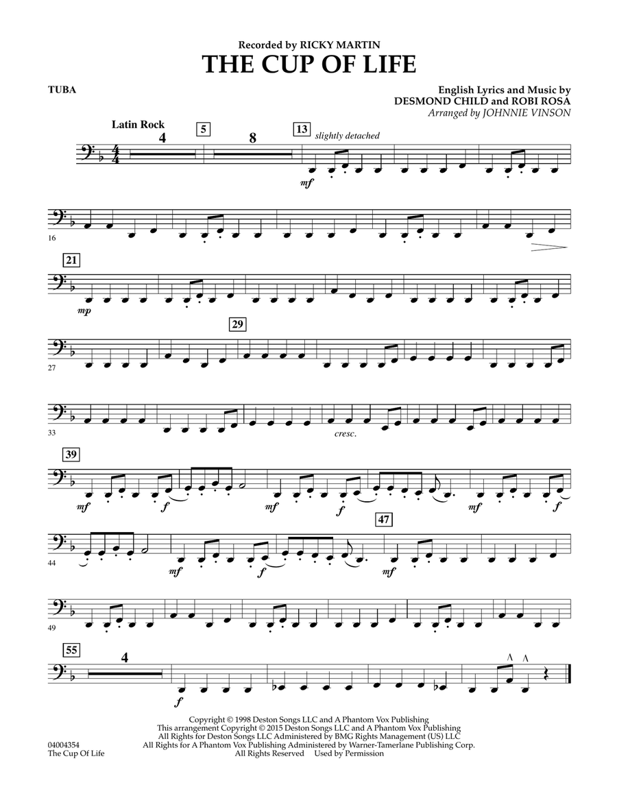 The Cup of Life - Tuba Concert Band scores gallery preview page 1