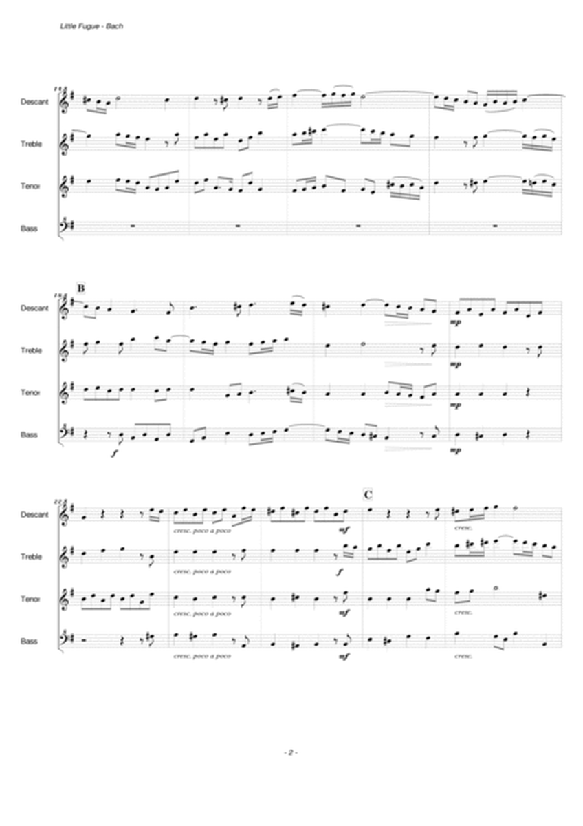 Little Fugue, BWV 554 (Recorder Quartet)