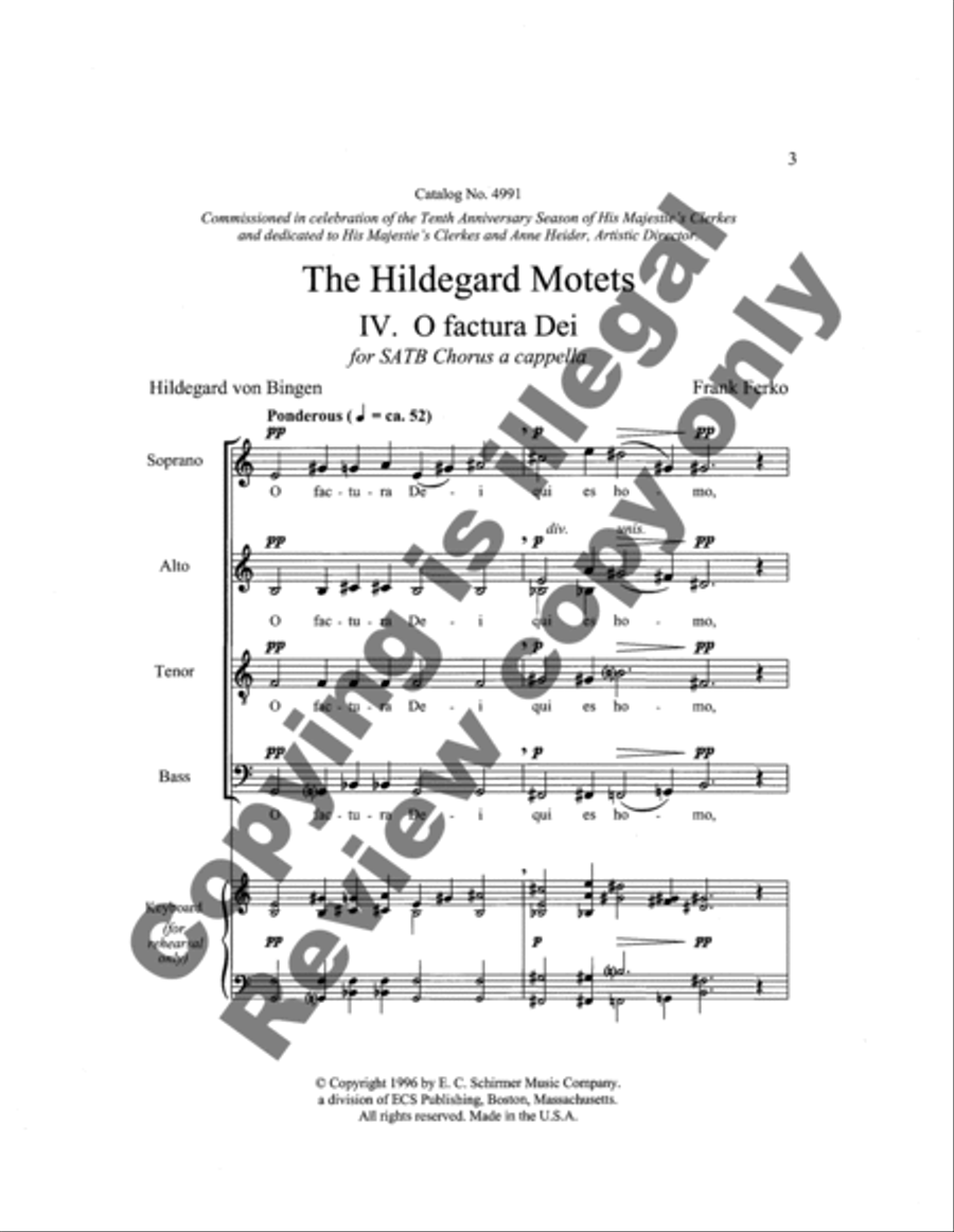 The Hildegard Motets: 4. O factura Dei 4-Part scores gallery preview page 6
