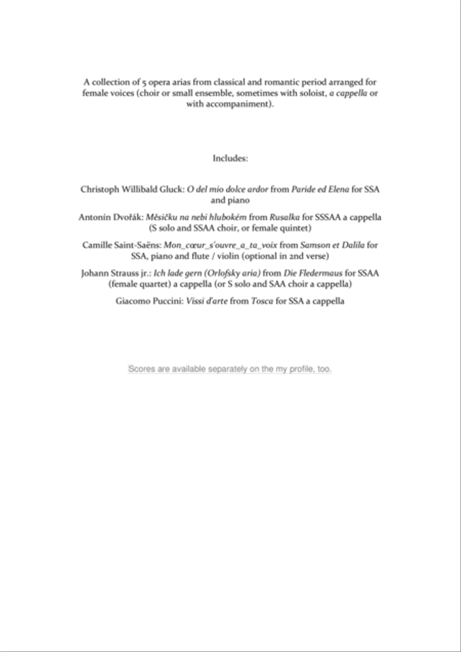 5 Operatic Treasures for female voices (SSA, SSAA, SSSAA) SSAA scores gallery preview page 2