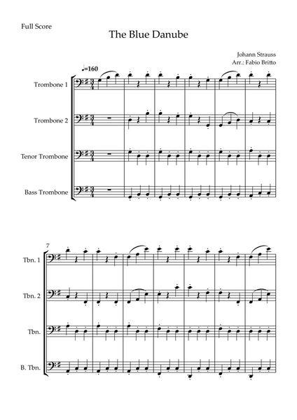 The Blue Danube (Waltz by Johann Strauss) for Trombone Quartet image number null