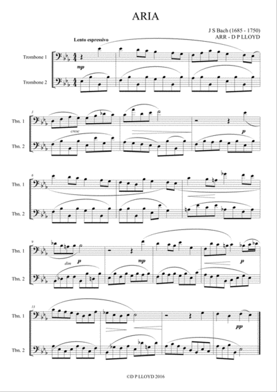 Trombone duets - 10 Baroque Trombone (bass clef) duets - Volume 1 Trombone Duet scores gallery preview page 5
