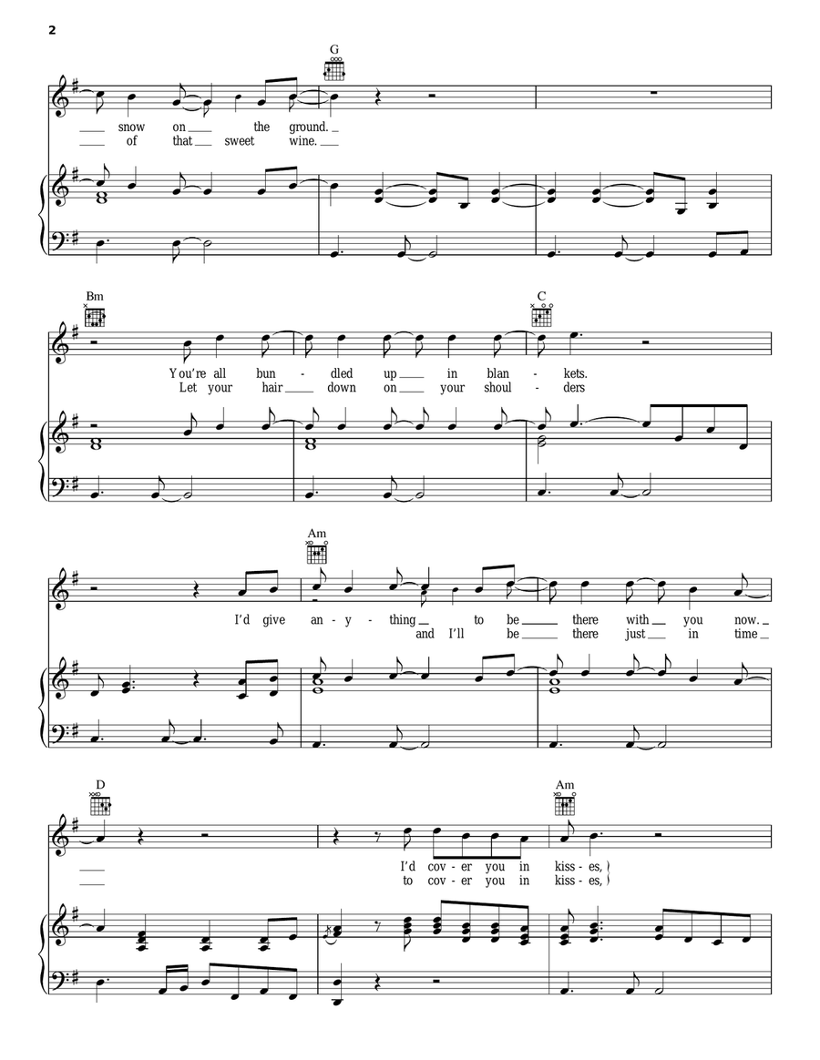 Cover You In Kisses Piano, Vocal, Guitar scores gallery preview page 2