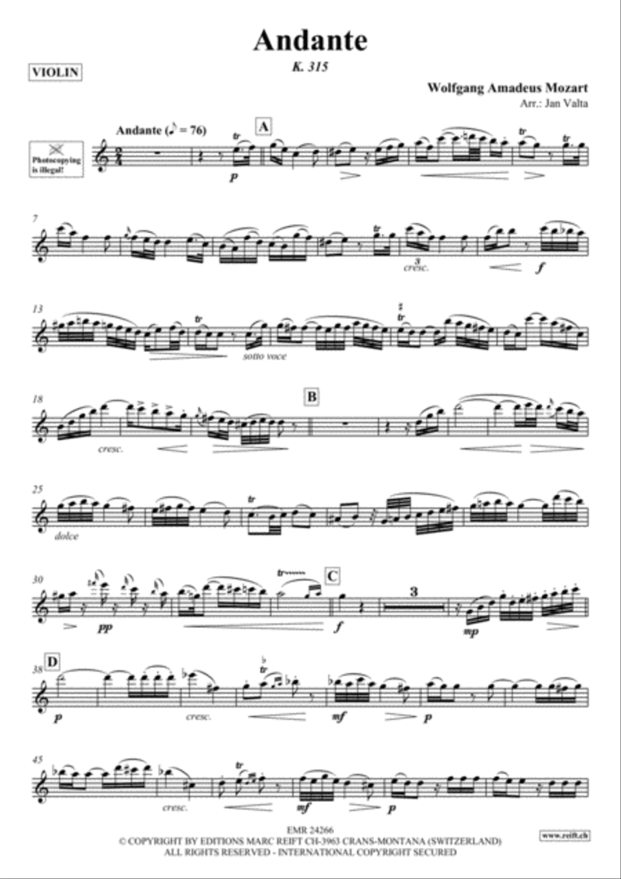 Andante Violin Solo scores gallery preview page 2