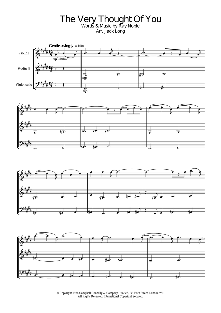 The Very Thought Of You Violin Solo scores gallery preview page 1