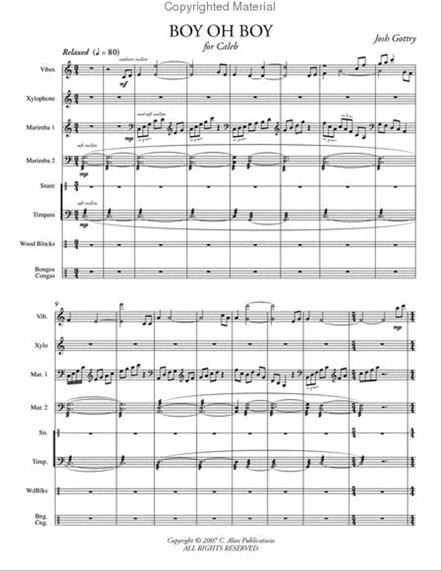 Boy, Oh Boy Percussion Ensemble scores gallery preview page 2